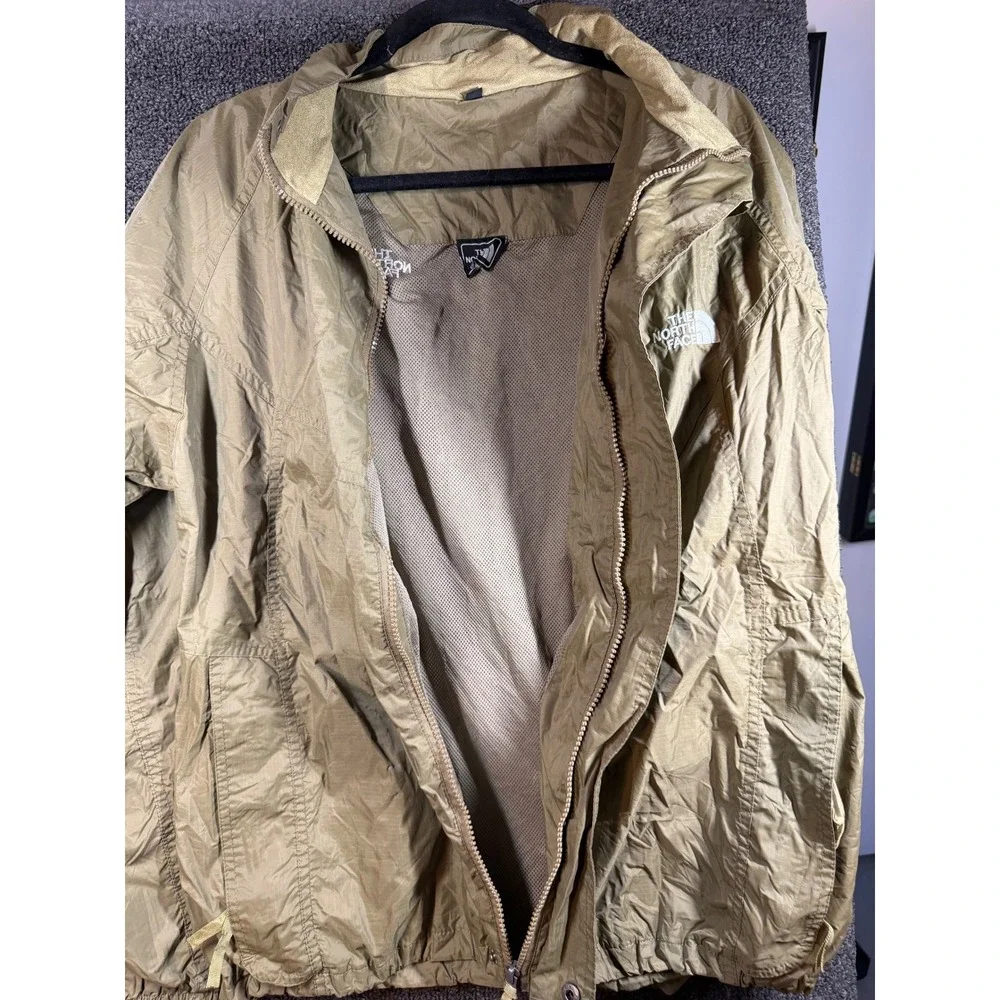 The North Face Windbreaker Jacket Mens S Tan Khaki Ripstop Mesh Lined Full Zip